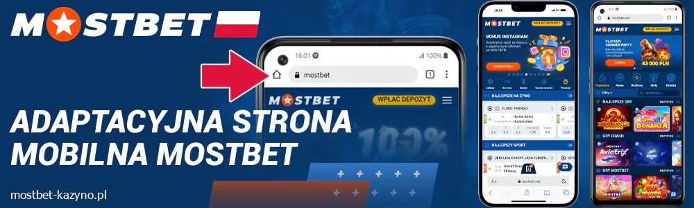 Wersja przeglądarkowa mobilnej strony Mostbet Polska