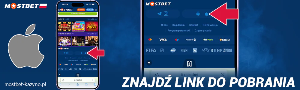 Znajdź link do aplikacji na iOS Mostbet Polska