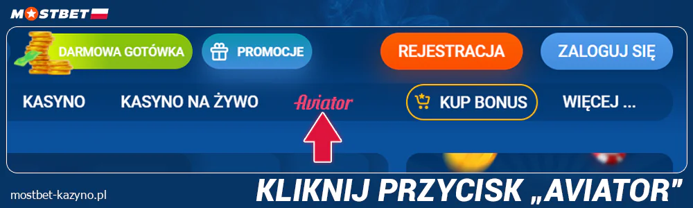 Naciśnij przycisk Aviator w Mostbet Polska