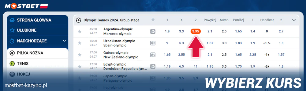 Wybierz kurs w Mostbet Polska